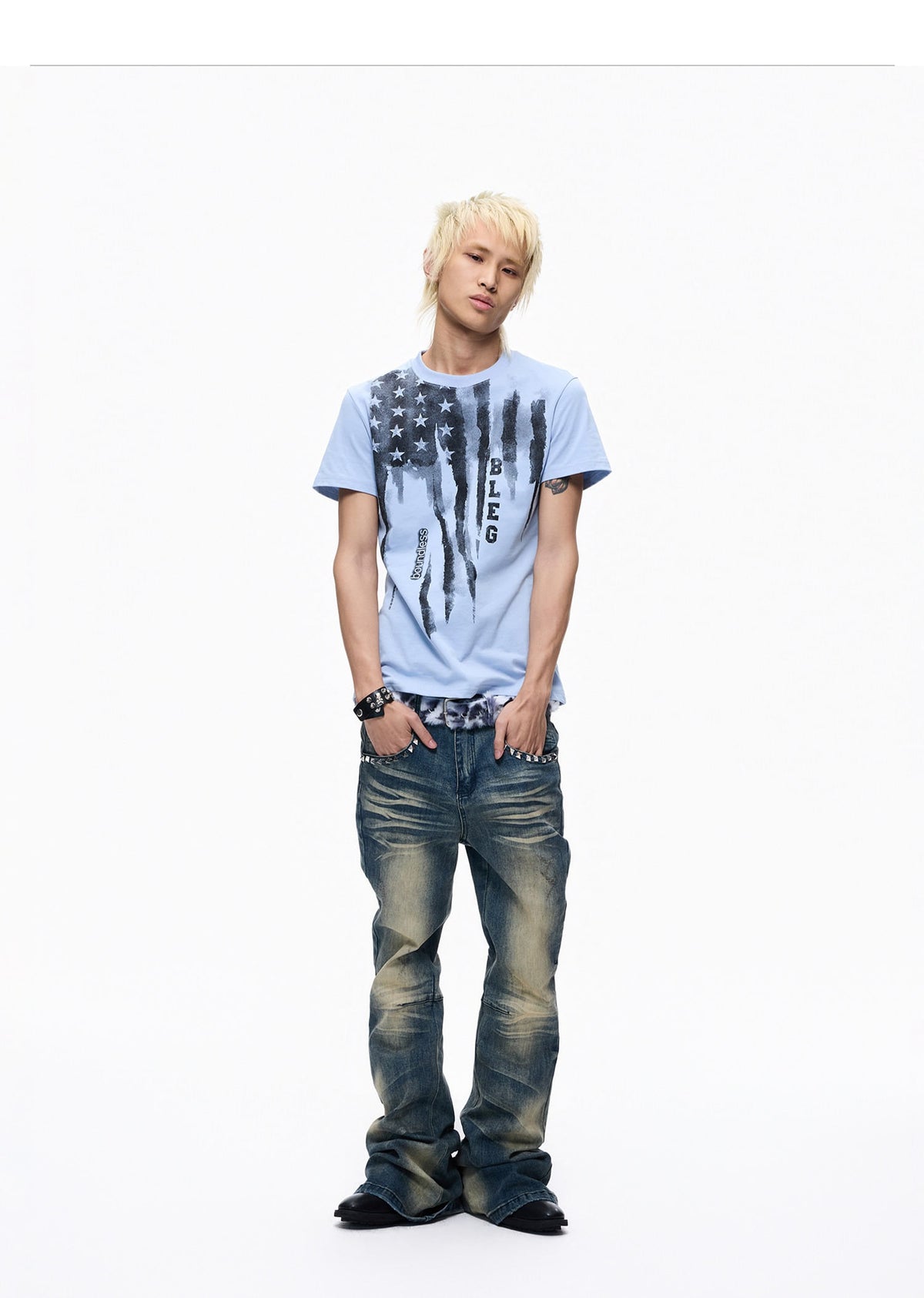 Washed Short-sleeve Slim-fit Cotton T-shirt