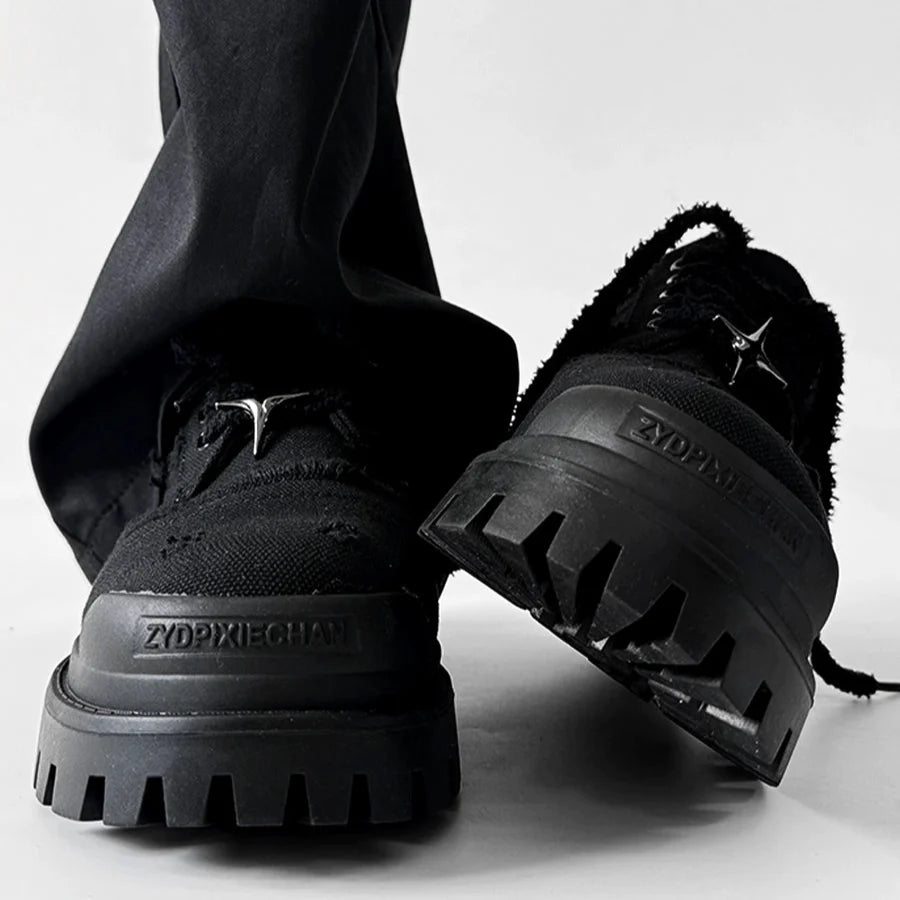 Round Toe Derby Design Damage Denim Shoes