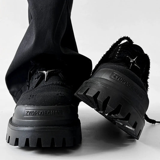 Round Toe Derby Design Damage Denim Shoes