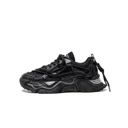 Layered Panel Chunky Lace-Up Sneakers