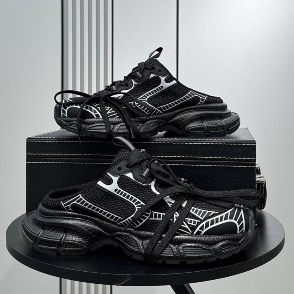 Metallic Panel Rope Lace Slip-On Shoes