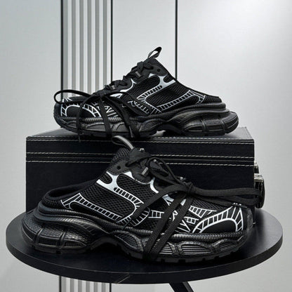 Metallic Panel Rope Lace Slip-On Shoes