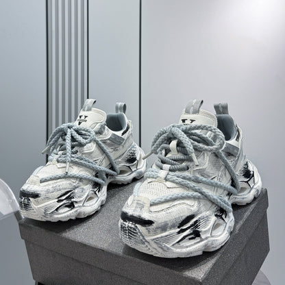 Paint Splash Rope Lace Chunky Sole Sneakers