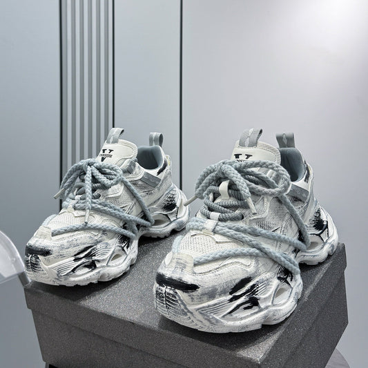 Paint Splash Rope Lace Chunky Sole Sneakers