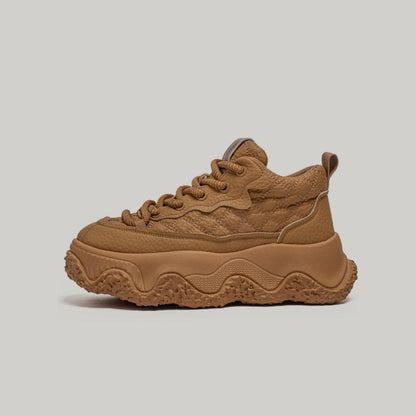 Embossed Platform Lace-Up Sneakers