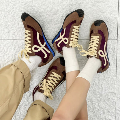 Suede Panel Lace Up Sneakers