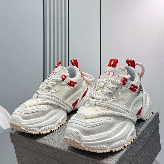 Rope Lace Washed Chunky Sole Sneakers