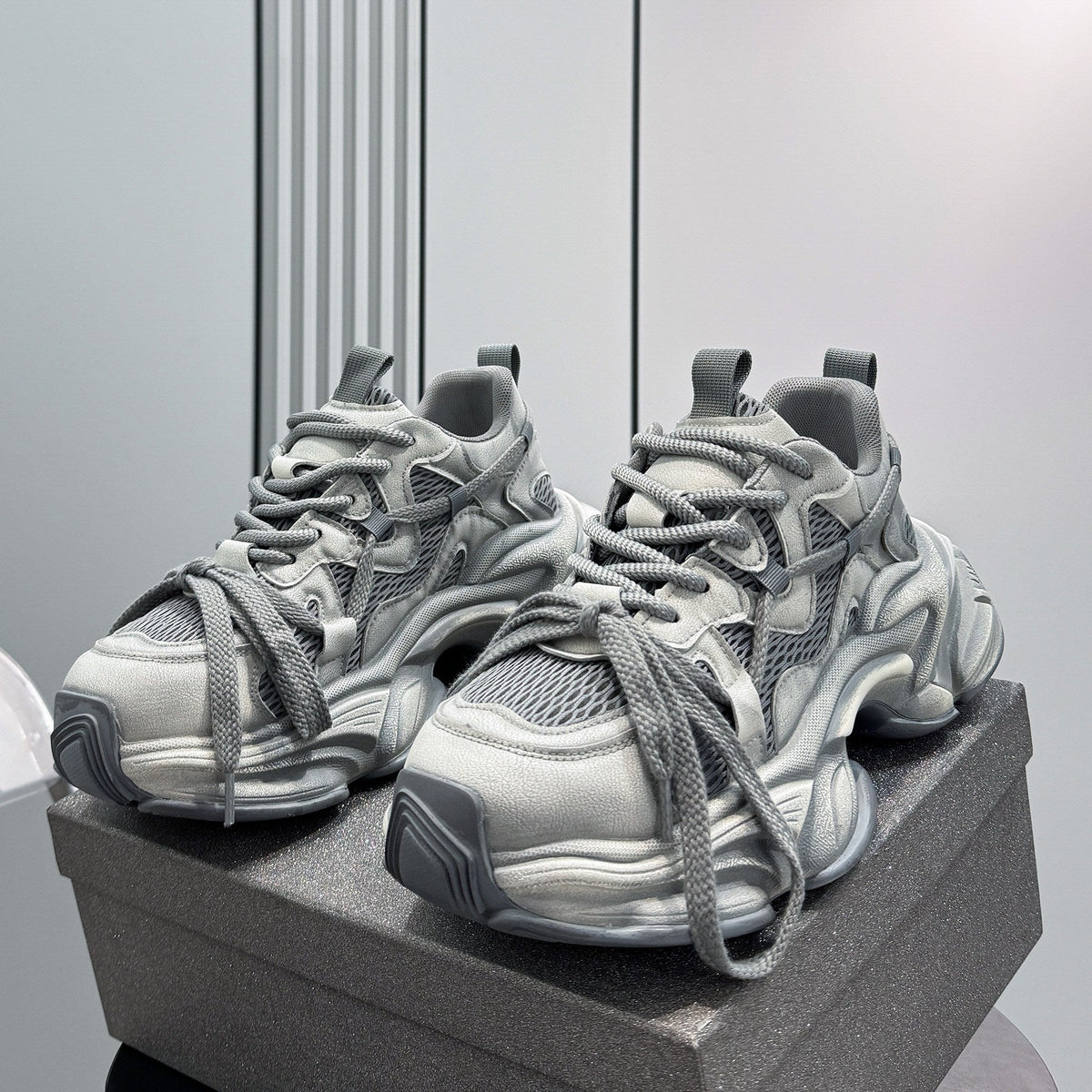 Mesh Panel Chunky Sole Sneakers