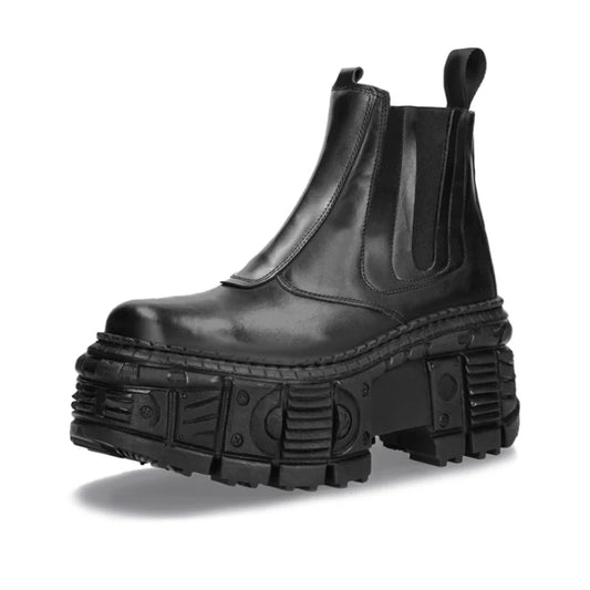 Chunky Sole Design PU Leather Boots