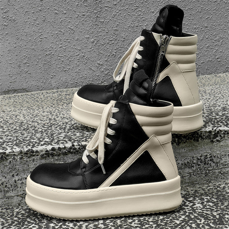 Color Block Side Zipper Thick Sole Short Boots