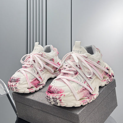 Paint Splash Rope Lace Chunky Sole Sneakers