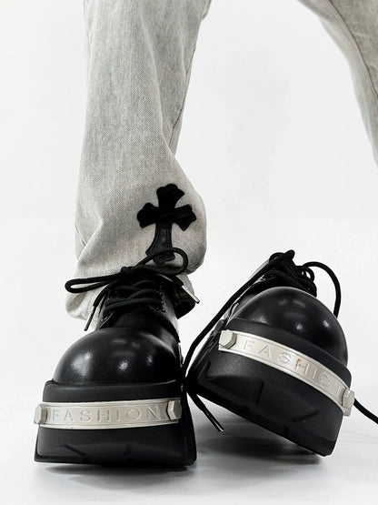 Futuristic Black 8cm Platform Oxfords