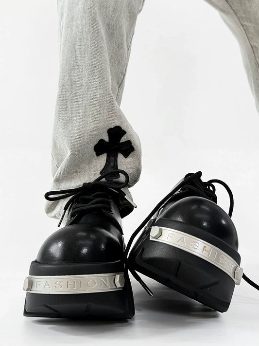 Futuristic Black 8cm Platform Oxfords