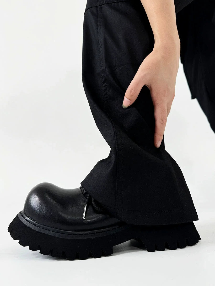 Large Toe Derby Design Leather Shoes