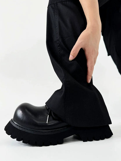Large Toe Derby Design Leather Shoes