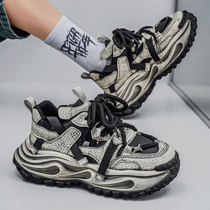 Washed Finish Platform Chunky Sneakers