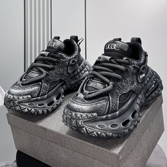 Embroidery Rope Lace Chunky Sole Sneakers
