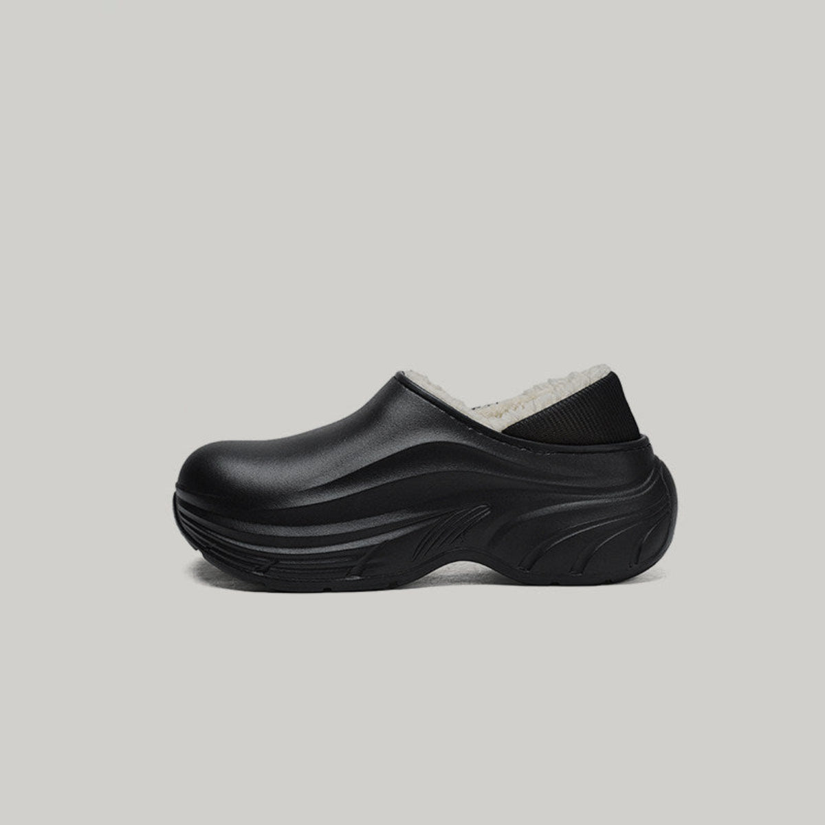 Fake Fur Lined Platform Slip-On Mules