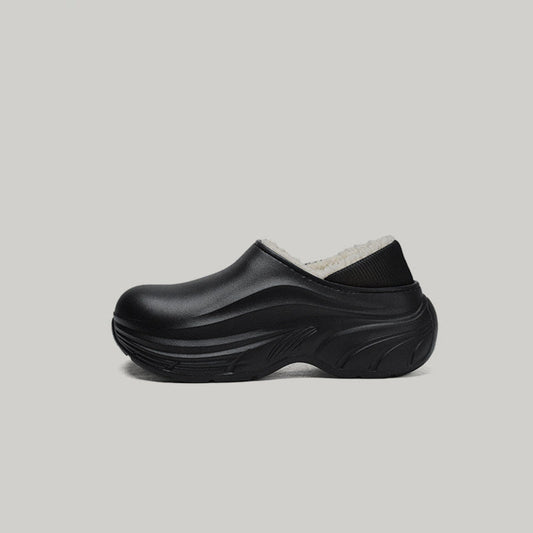 Fake Fur Lined Platform Slip-On Mules