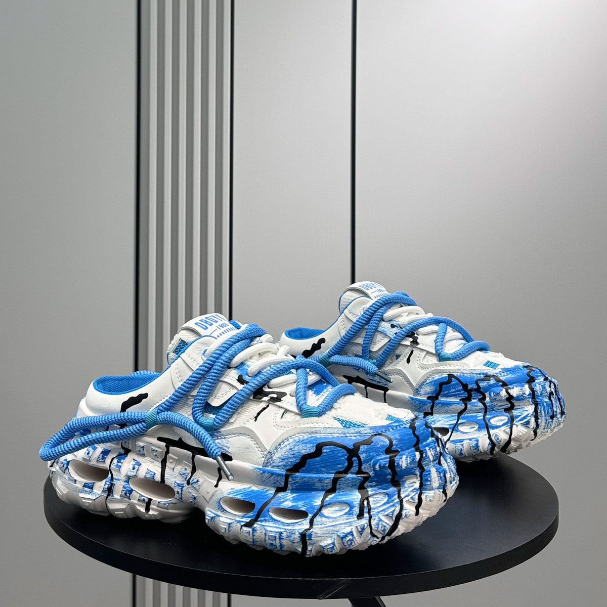 Chunky Platform Printed Lace-Up Sneaker Mules