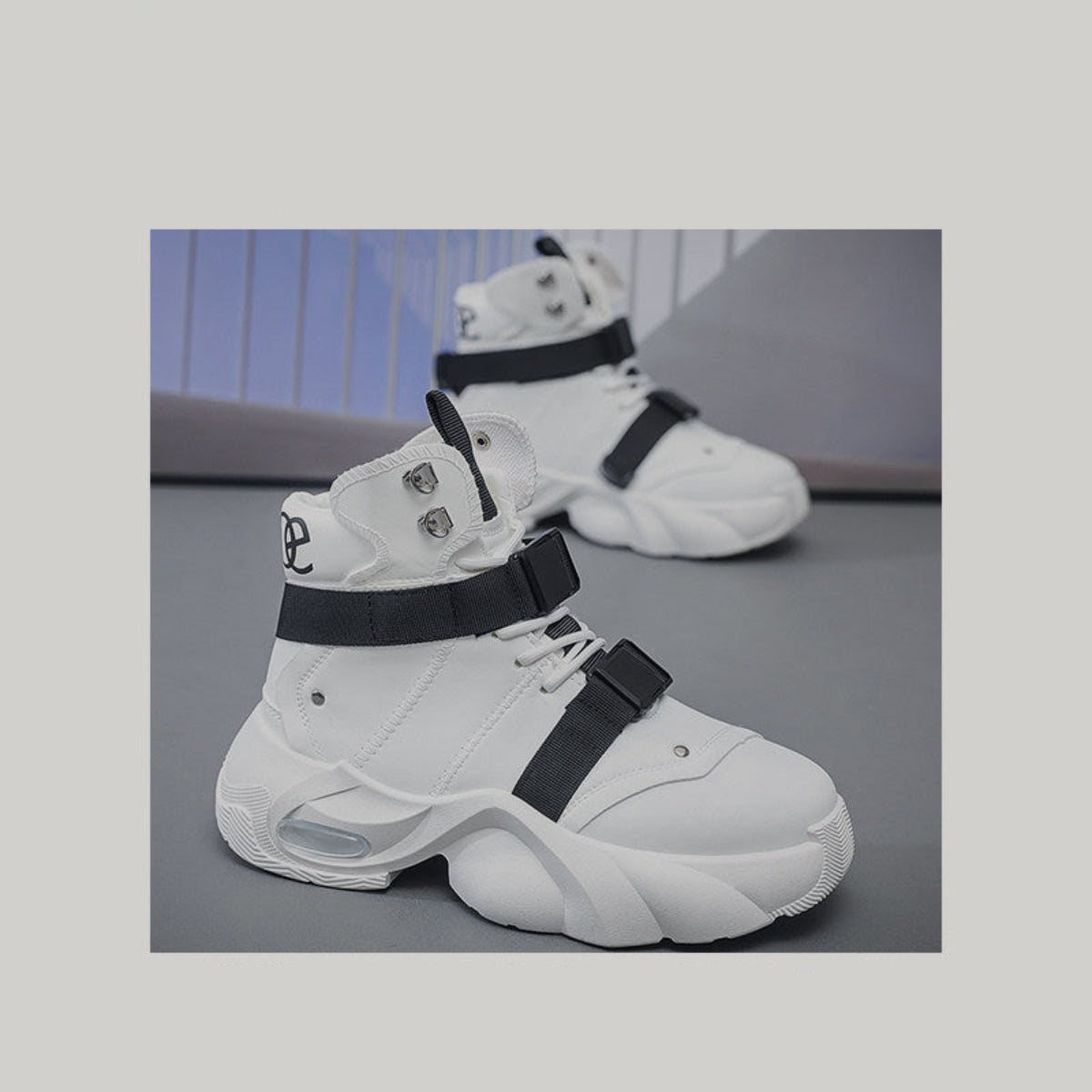 High-Top Platform Buckle Strap Sneaker Boots