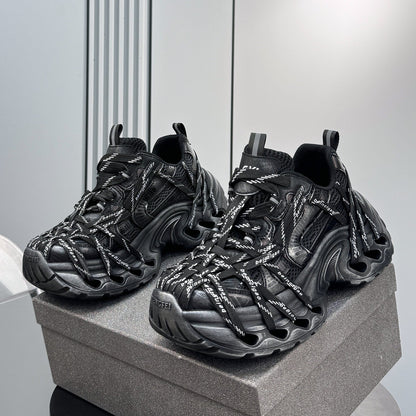 Damage Mesh Rope Lace Chunky Sole Sneakers WN24710