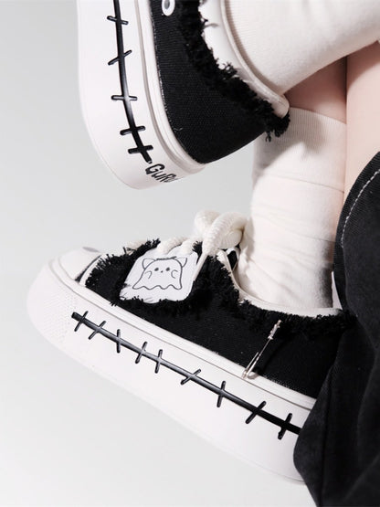 Ghost Flag Canvas Platform Shoes