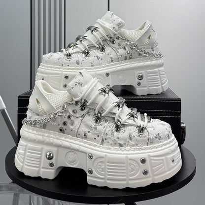 Chain Studs Damage Platform Sneakers WN24643