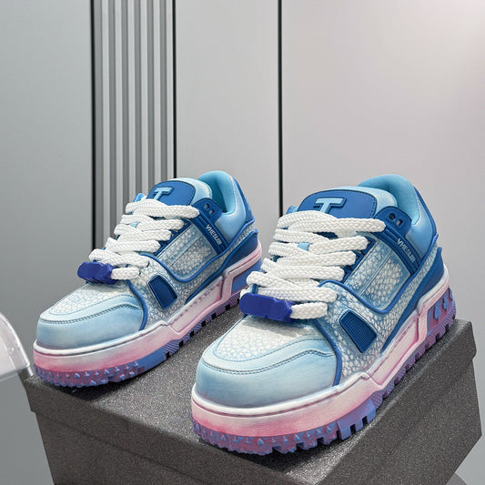 Platform Patchwork Lace-Up Sneakers WN24813
