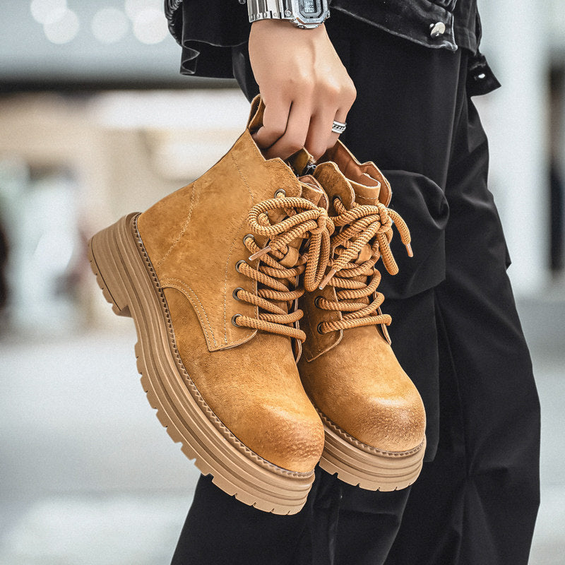 Chunky Lug Sole Platform Lace-Up Boots