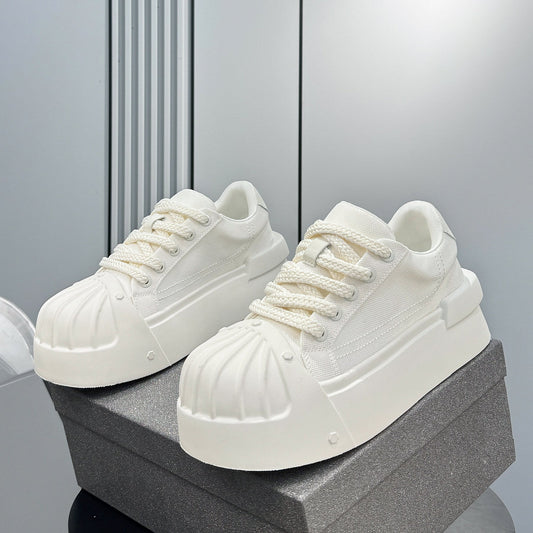 Breathable Canvas Thick-Sole Height-Increasing Sneakers
