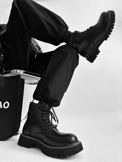 Chunky Lug Sole Platform Lace-Up Boots