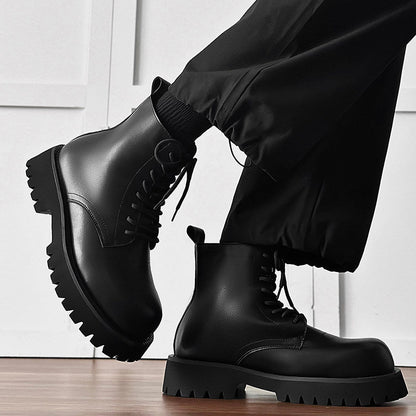 Chunky Lug Sole Platform Lace-Up Boots