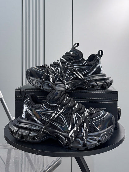 Mesh Panel Rope Lace Chunky Sole Sneakers