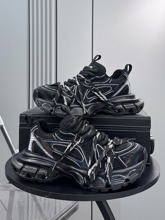 Mesh Panel Rope Lace Chunky Sole Sneakers