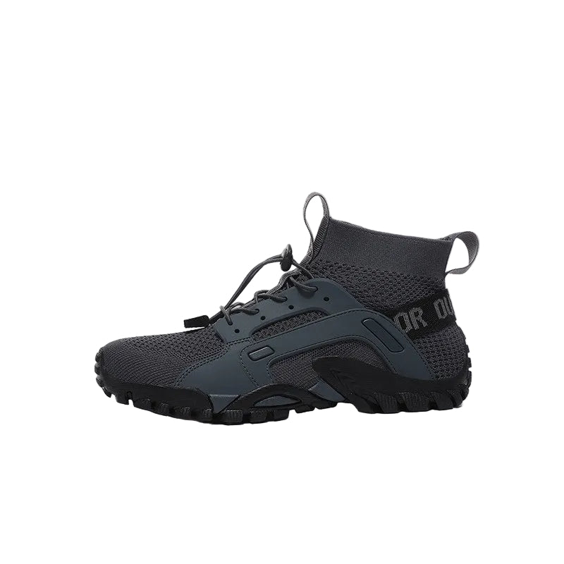 High-Top Knit Panel Chunky Sneakers