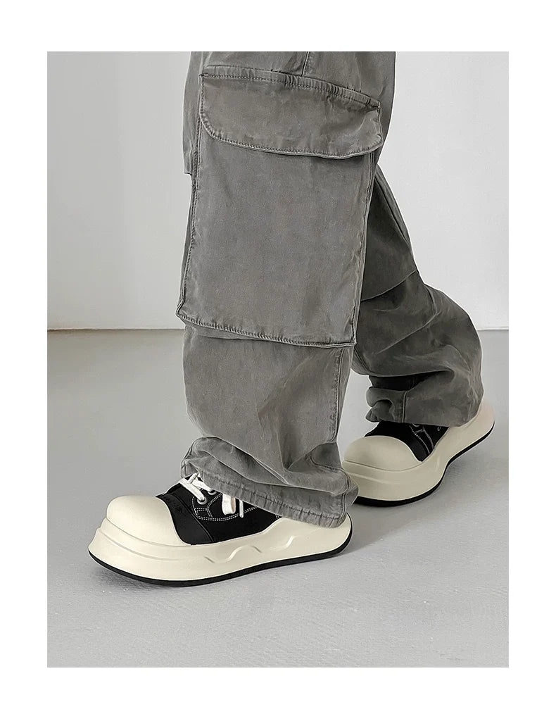 Black Big-Head Round Toe Platform Sneakers