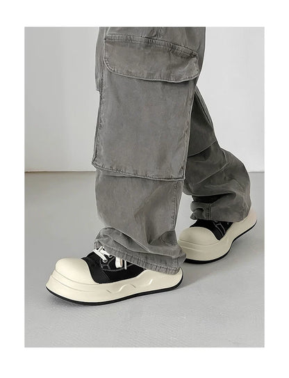 Black Big-Head Round Toe Platform Sneakers