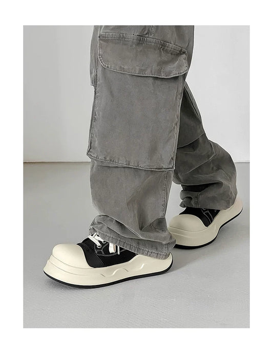 Black Big-Head Round Toe Platform Sneakers