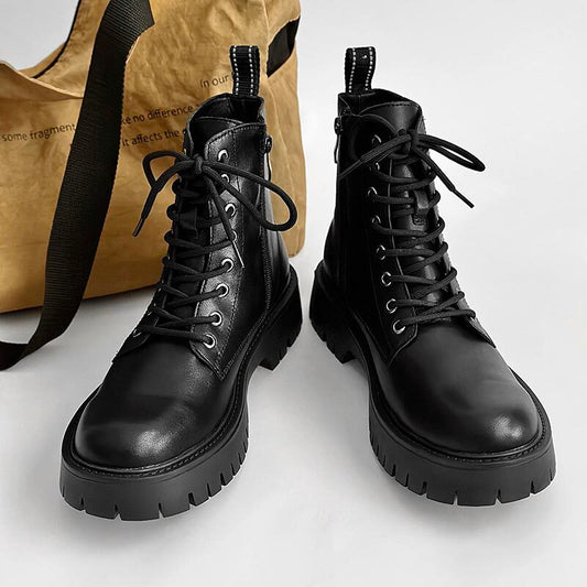 Chunky Platform 8-Eye Lace-Up Zipper Boots
