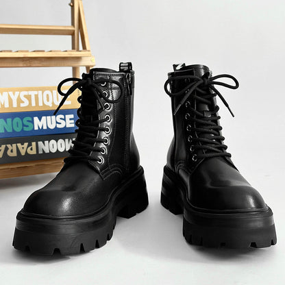 Chunky Lug Sole Platform Lace-Up Zipper Boots