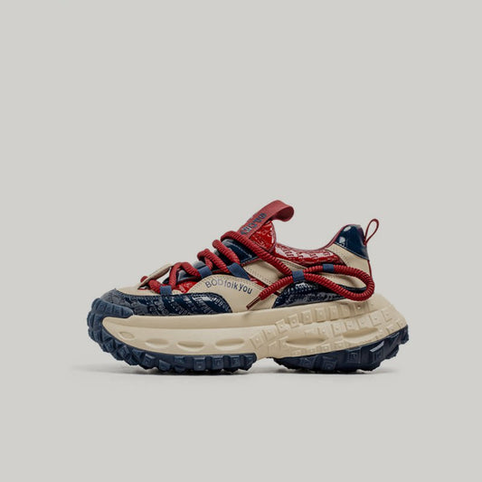 Color Block Chunky Sole Lace-Up Sneakers