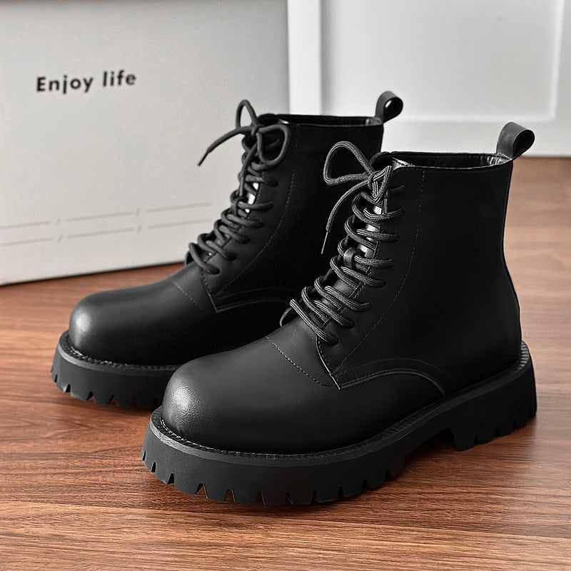 Chunky Lug Sole Platform Lace-Up Boots