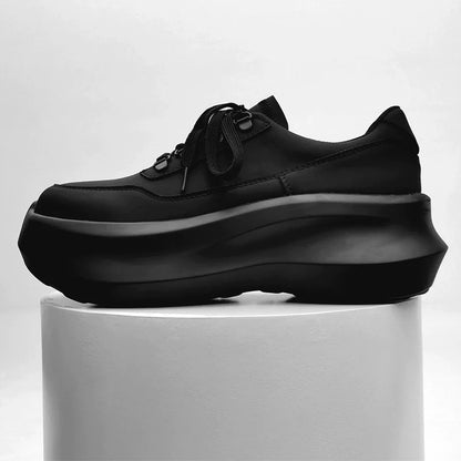 Matte Thick Sole PU Leather Derby Shoes