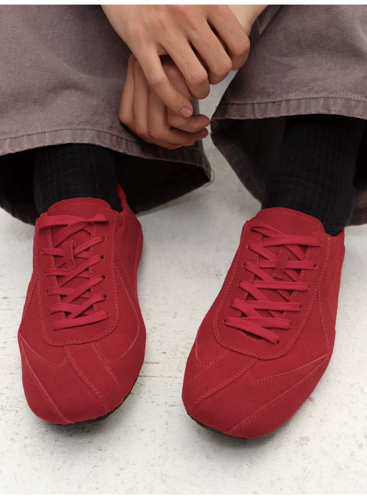 Suede Minimalist Lace-Up Sneakers