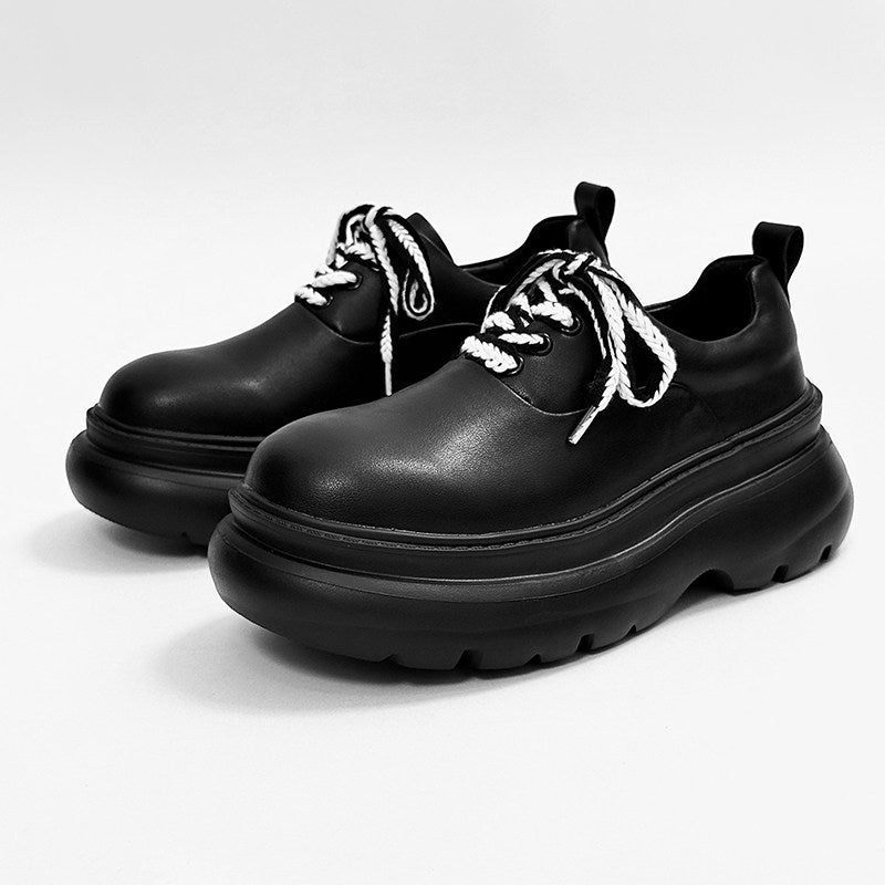 Chunky Platform Round Toe Lace-Up Shoes