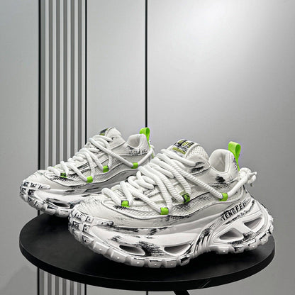Paint Splash Mesh Chunky Sole Sneakers