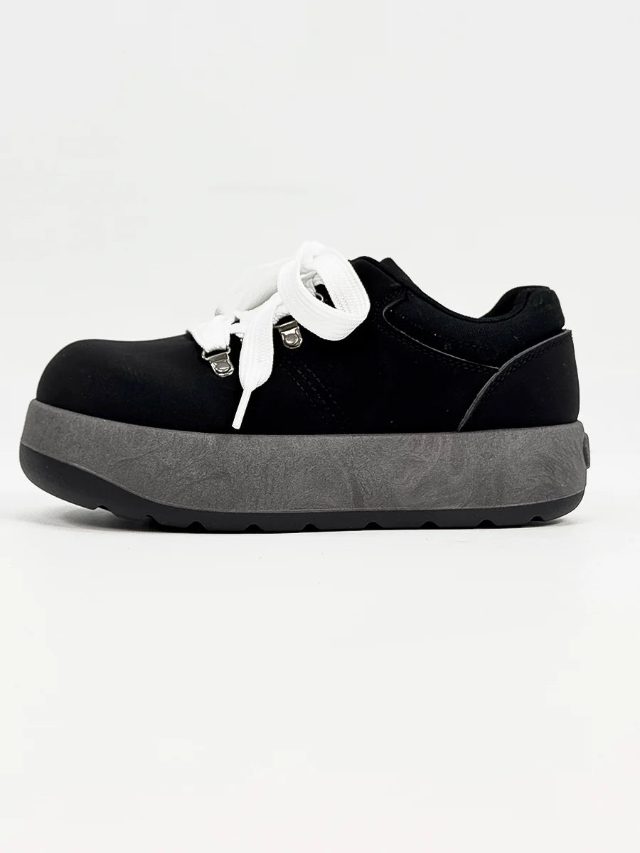 Chunky Sole Puffy Design Suede Sneakers