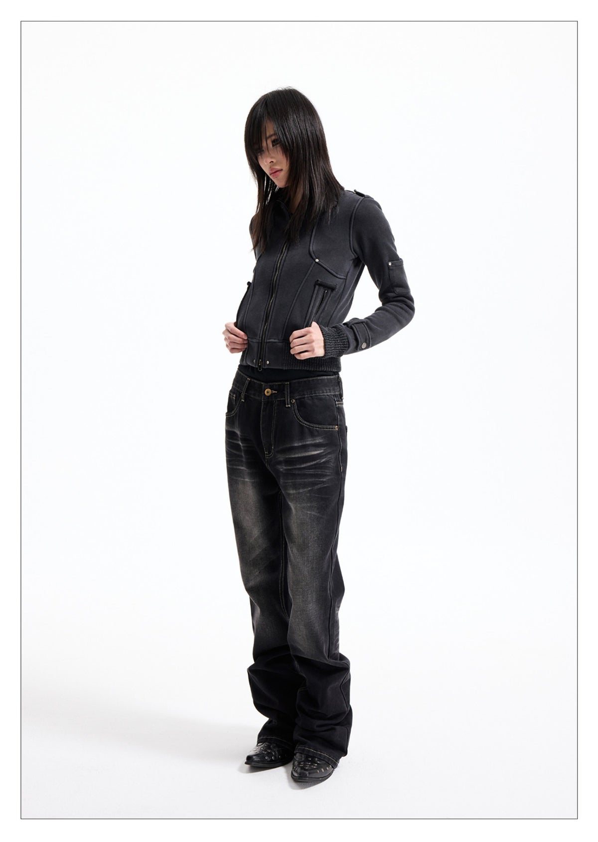 Vintage Y2K Slim Fit Washed Black Skinny Pants