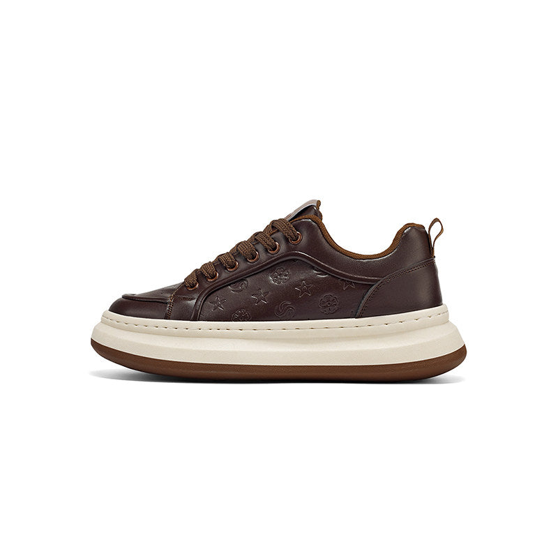 Embossed Platform Lace-Up Sneakers